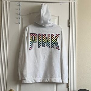 PINK vs White Hoodie with Checkered Logo